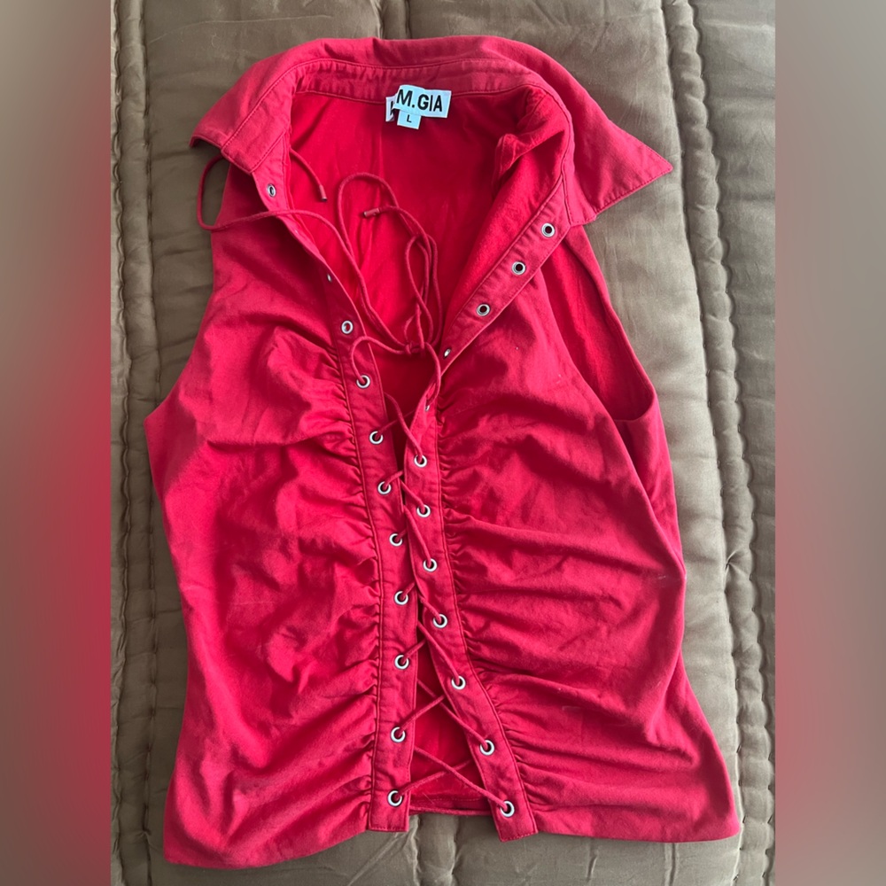 I.AM.GIA Red Lace-Up Corset Top Size L